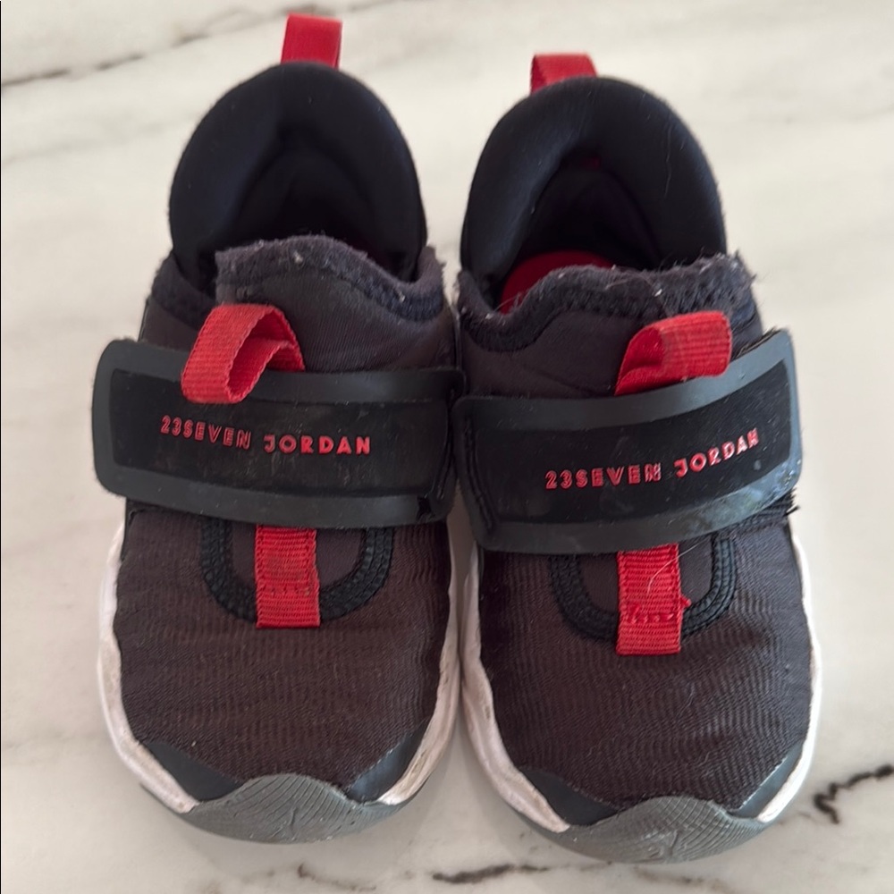 Jordan Black and Red Sneakers with Velcro Straps